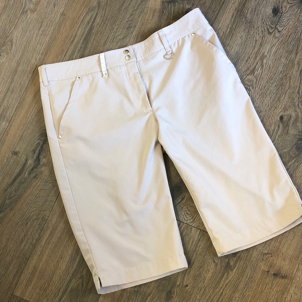 GG BLUE 8 Khaki BERMUDA Coolmax SHORTS 13” Inseam Pockets Belt Loops EUC